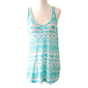 PINK Victoria's Secret Turquoise Aztec Workout Tank Top NWOT Size Small